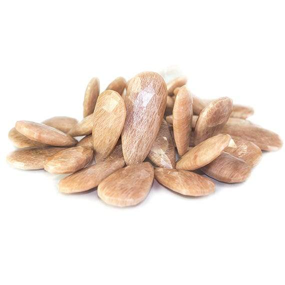 23-39mm Blush Feldspar Elongated Faceted Pear Beads 7.5 inch 37 pieces - Beadsofcambay.com