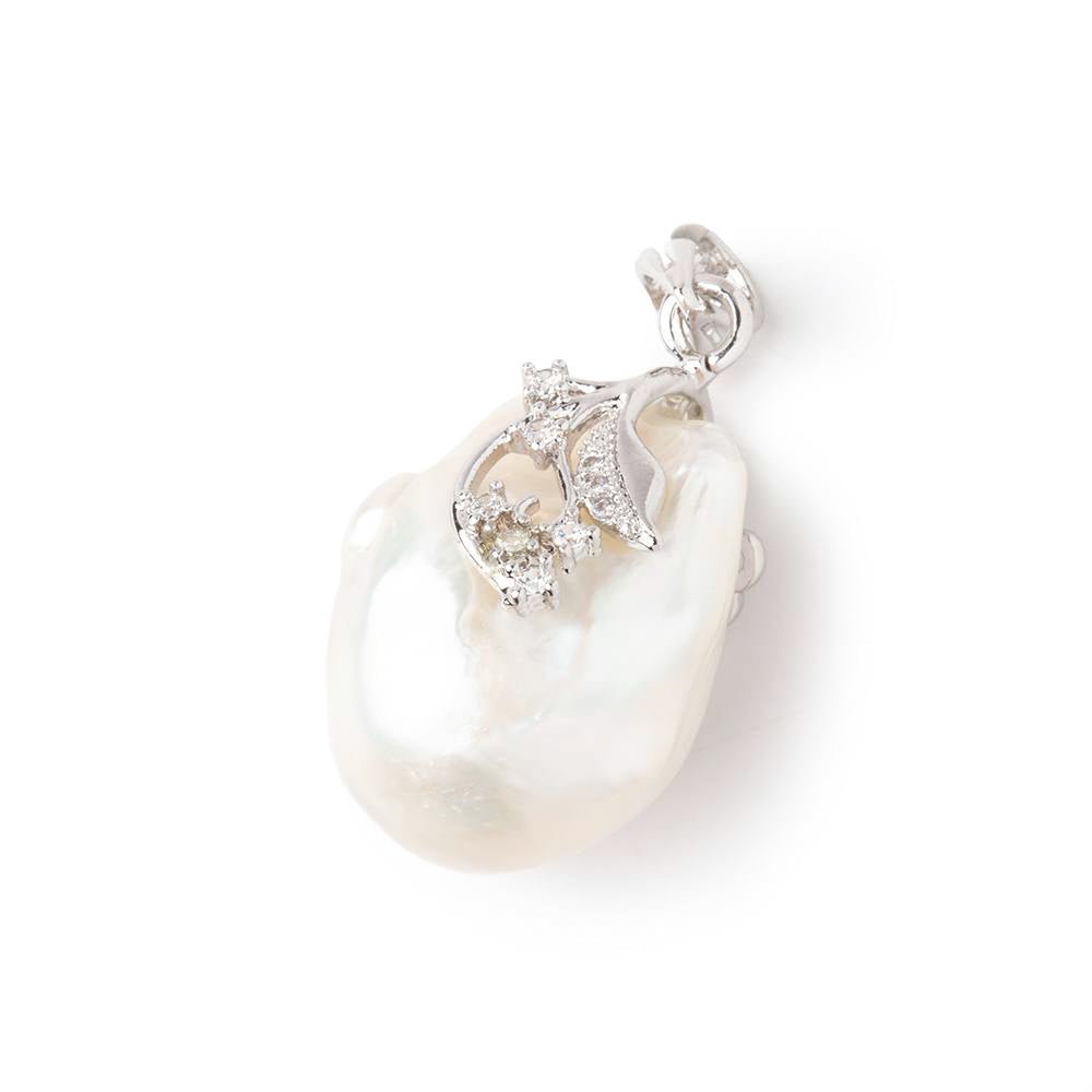 23.5x17mm White Ultra Baroque .925 Silver Pendant Focal 1 piece - Beadsofcambay.com