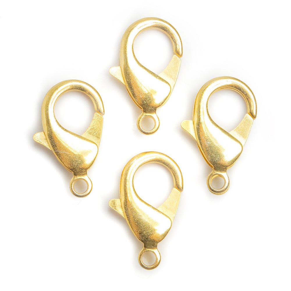 23mm 22kt Gold plated Lobster Clasp Set of 4 - Beadsofcambay.com