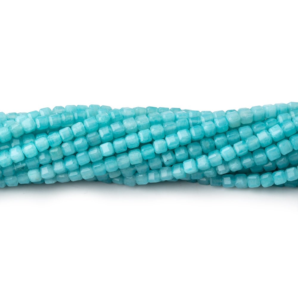 2.3mm Amazonite Micro Faceted Cube Beads 12.5 inch 132 pieces - Beadsofcambay.com