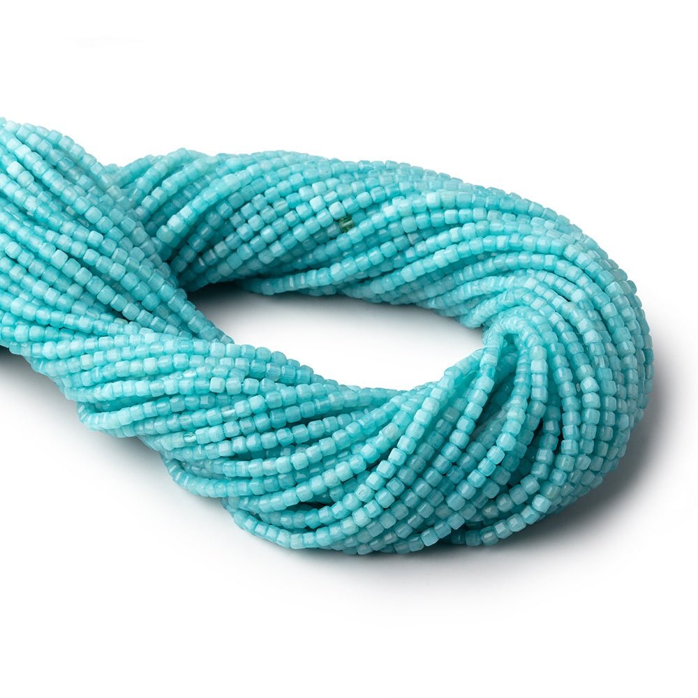 2.3mm Amazonite Micro Faceted Cube Beads 12.5 inch 132 pieces - Beadsofcambay.com