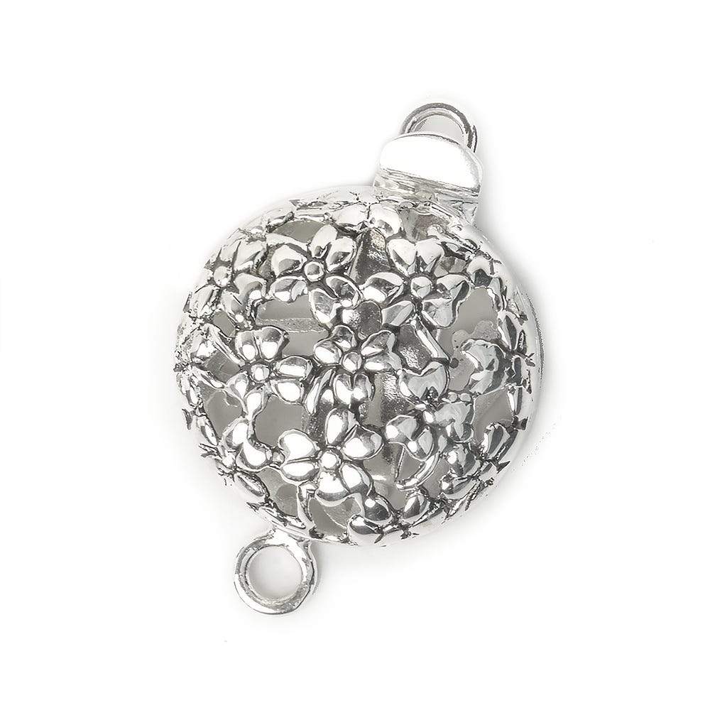 23mm Antiqued Sterling Silver Box Clasp Floral Design 1 piece - Beadsofcambay.com