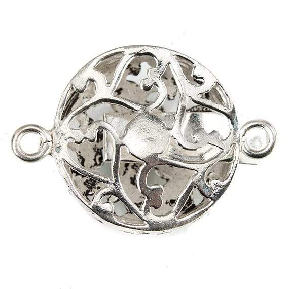 23mm Antiqued Sterling Silver plated Box Clasp Floral Design 1 piece - Beadsofcambay.com