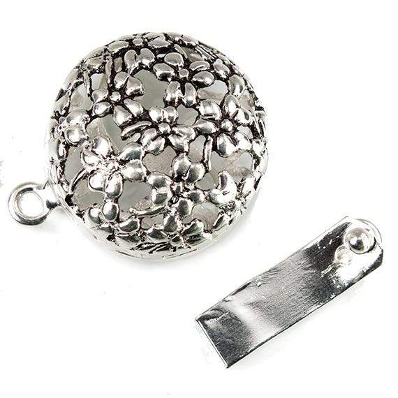 23mm Antiqued Sterling Silver plated Box Clasp Floral Design 1 piece - Beadsofcambay.com