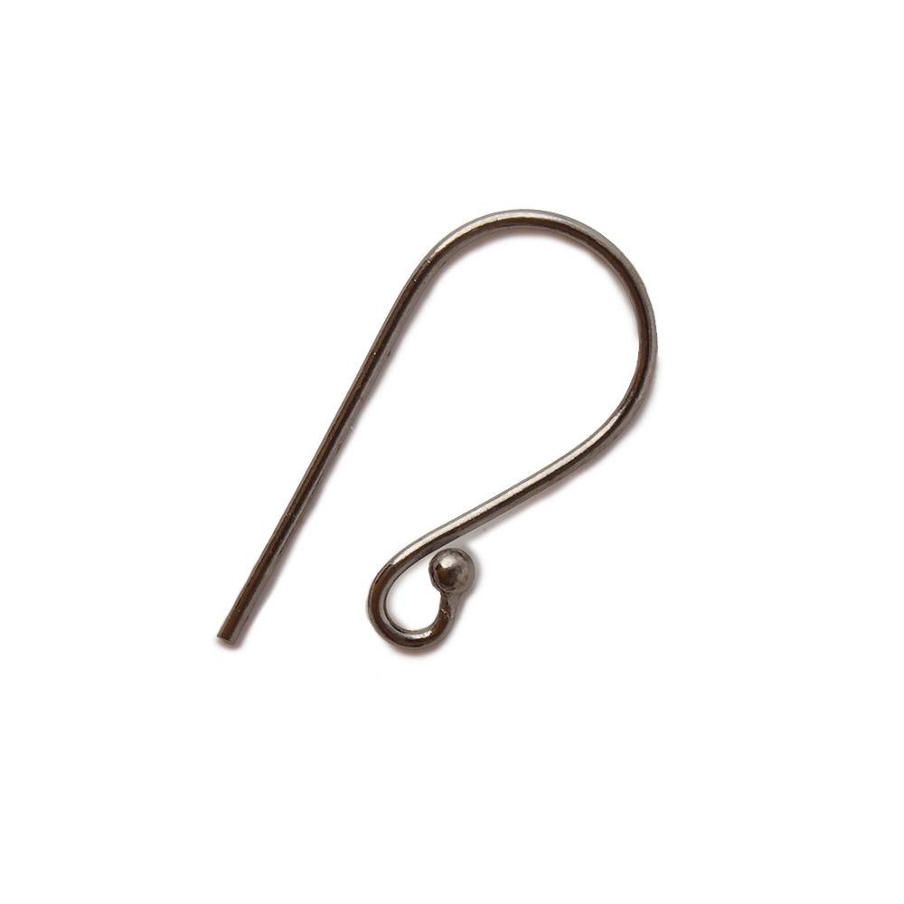23mm Black Gold plated .925 Silver Earwire Shepard's Hook with Ball Tip, 10 Pieces - Beadsofcambay.com