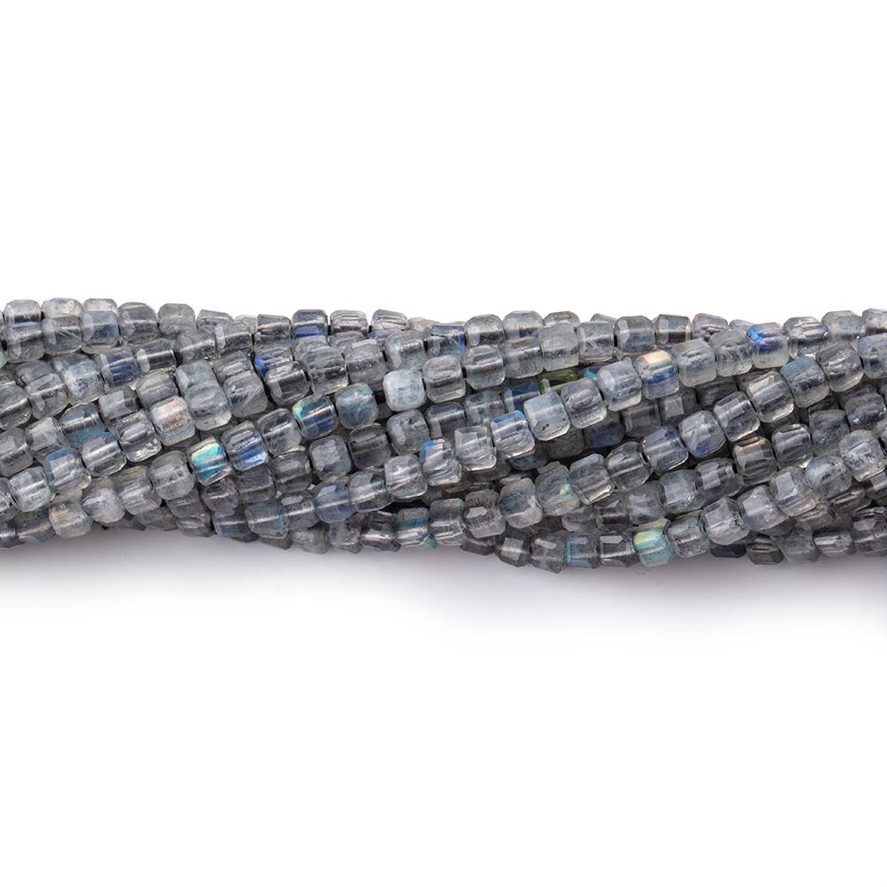 Beadsofcambay 2.3mm Labradorite Micro Faceted Cube Beads 12.5 inch 139 pieces