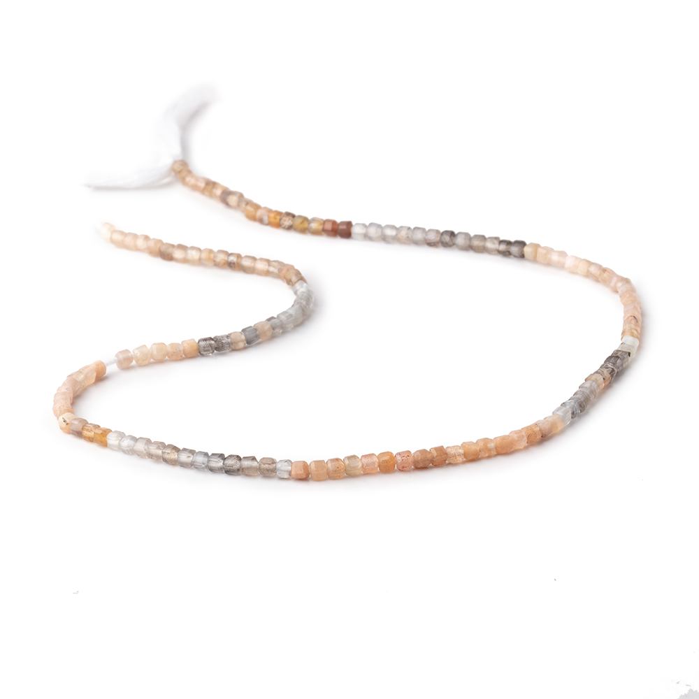 2.3mm Multi Color Moonstone Micro Faceted Cube Beads 12.5 inch 132 pieces - Beadsofcambay.com