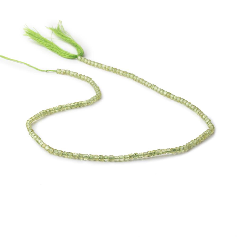 2.3mm Peridot Micro Faceted Cube Beads 12.5 inch 132 pieces - Beadsofcambay.com