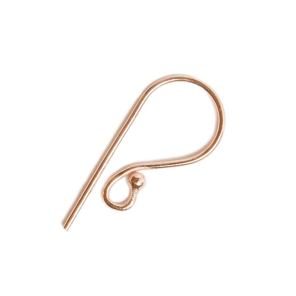 23mm Rose Gold Earwire Shepard's Hook with Ball Tip 10 Pieces