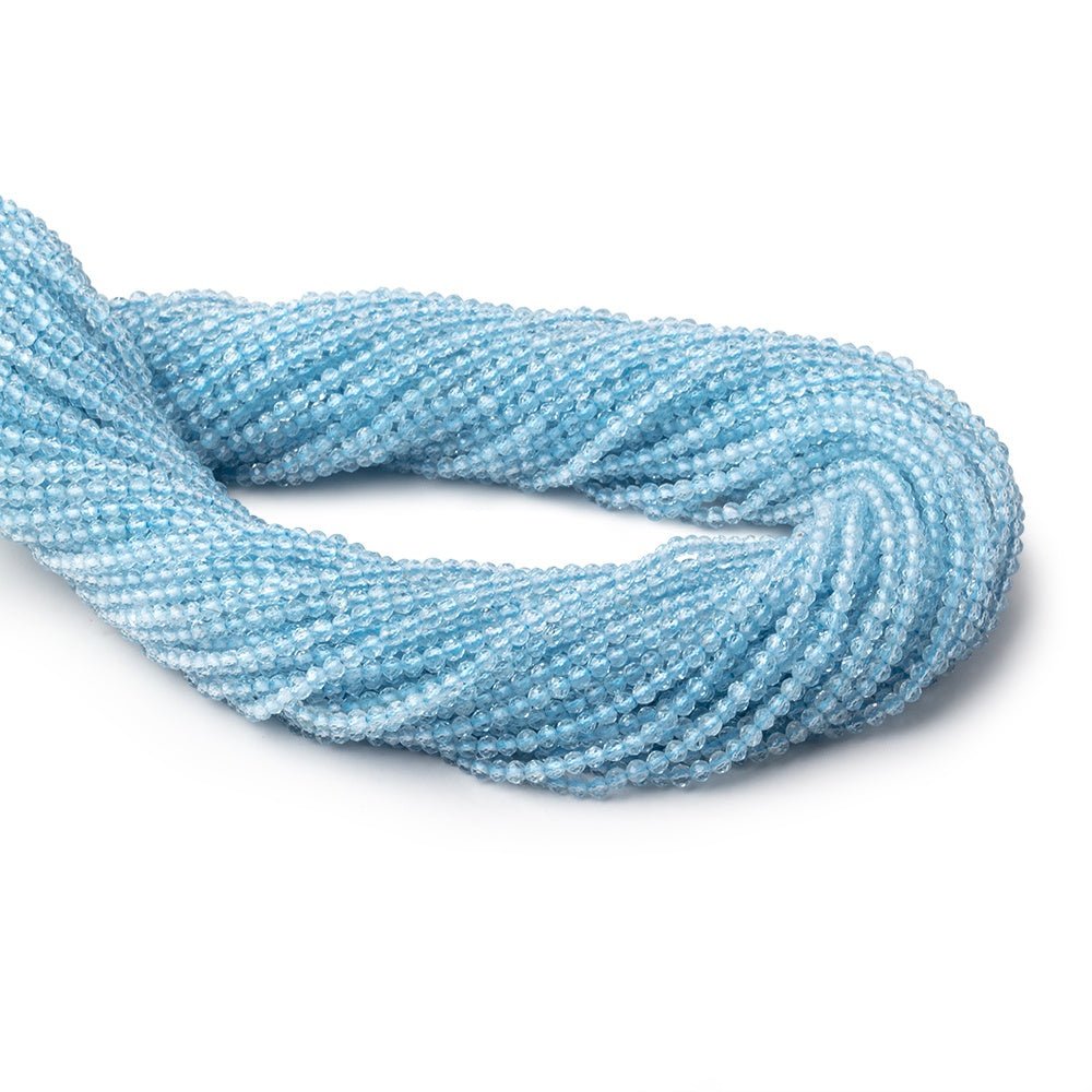 2.3mm Sky Blue Topaz Micro Faceted Round Beads 12.5 inch 144 pieces - Beadsofcambay.com