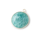 23mm Sterling Silver Bezel Amazonite Plain Coin Pendant 1 Focal Bead - Beadsofcambay.com