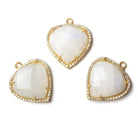 23mm Vermeil CZ Bezel Rainbow Moonstone Heart Pendant 1 piece - Beadsofcambay.com