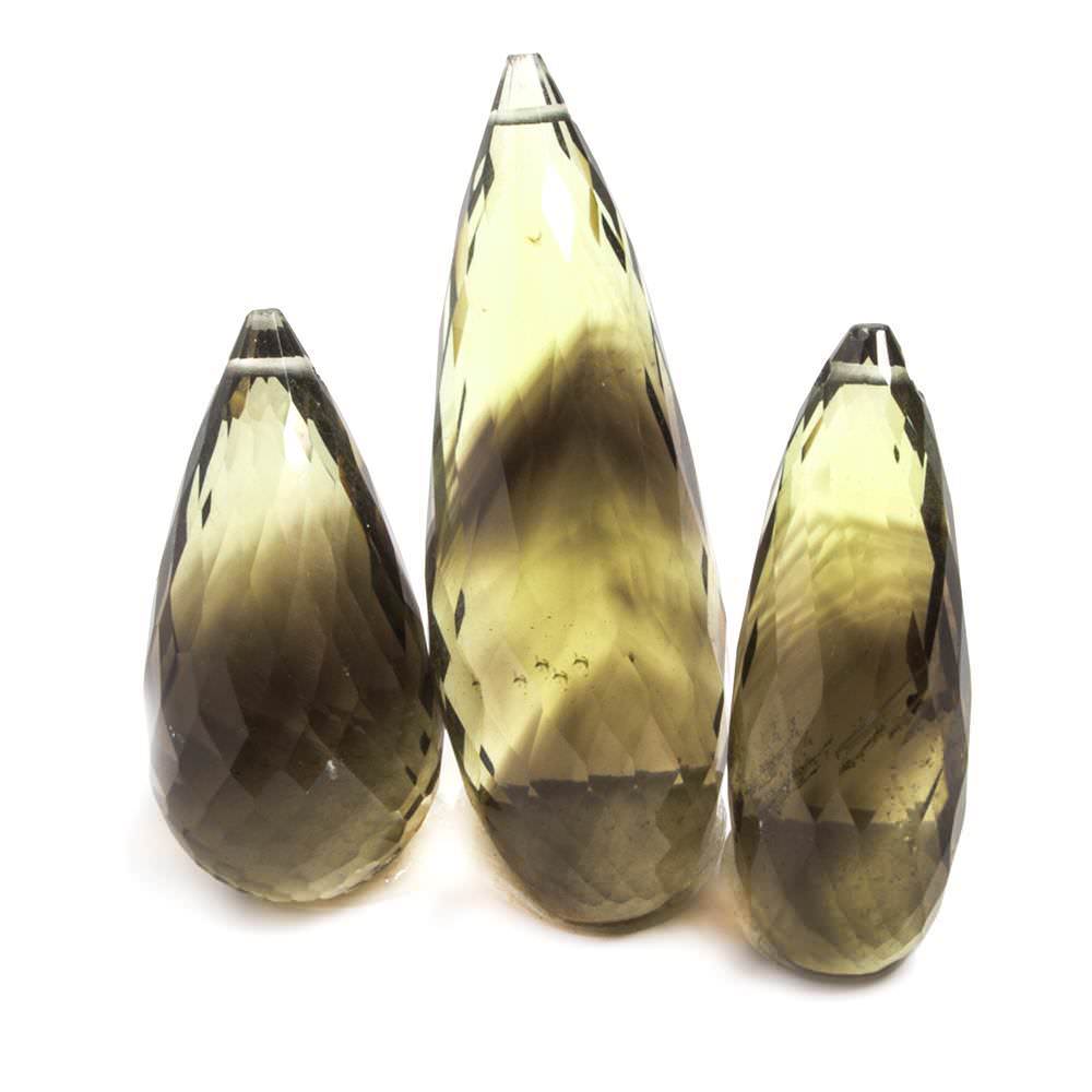 23x11-33x11mm Bi-Color Quartz Faceted Tear Drop Focal Bead Set of 3 - Beadsofcambay.com