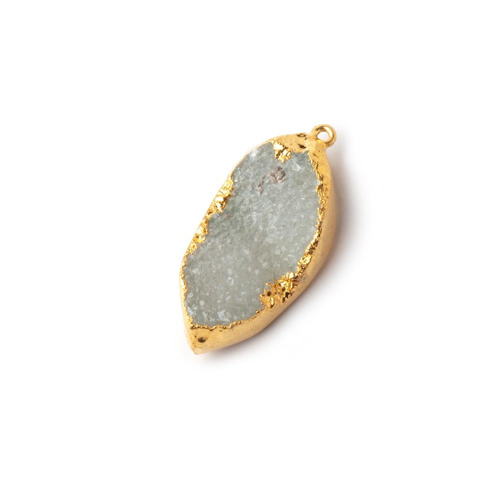 23x12mm Gold Leafed Edged White Drusy Marquise Pendant 1 Bead - Beadsofcambay.com