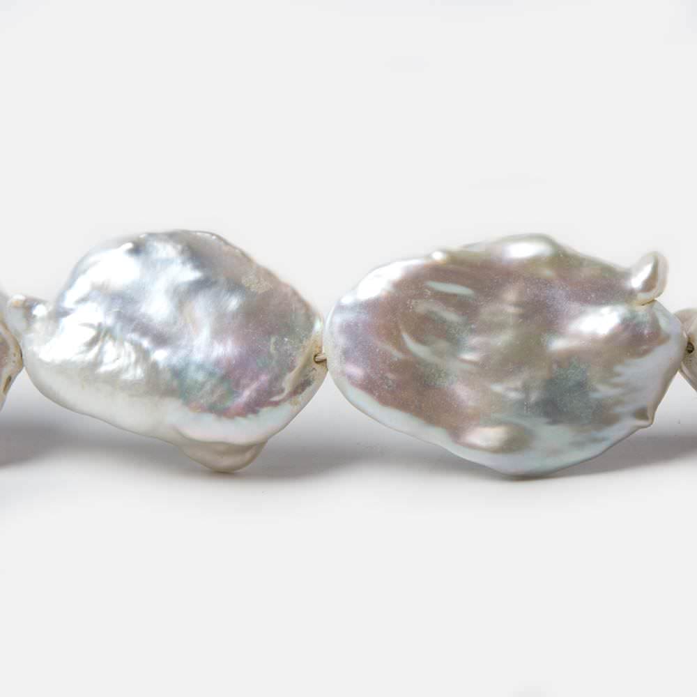 23x12x30-23x10x34mm White Rose' Souffle Freshwater Pearls 16 inch 13 pieces - Beadsofcambay.com