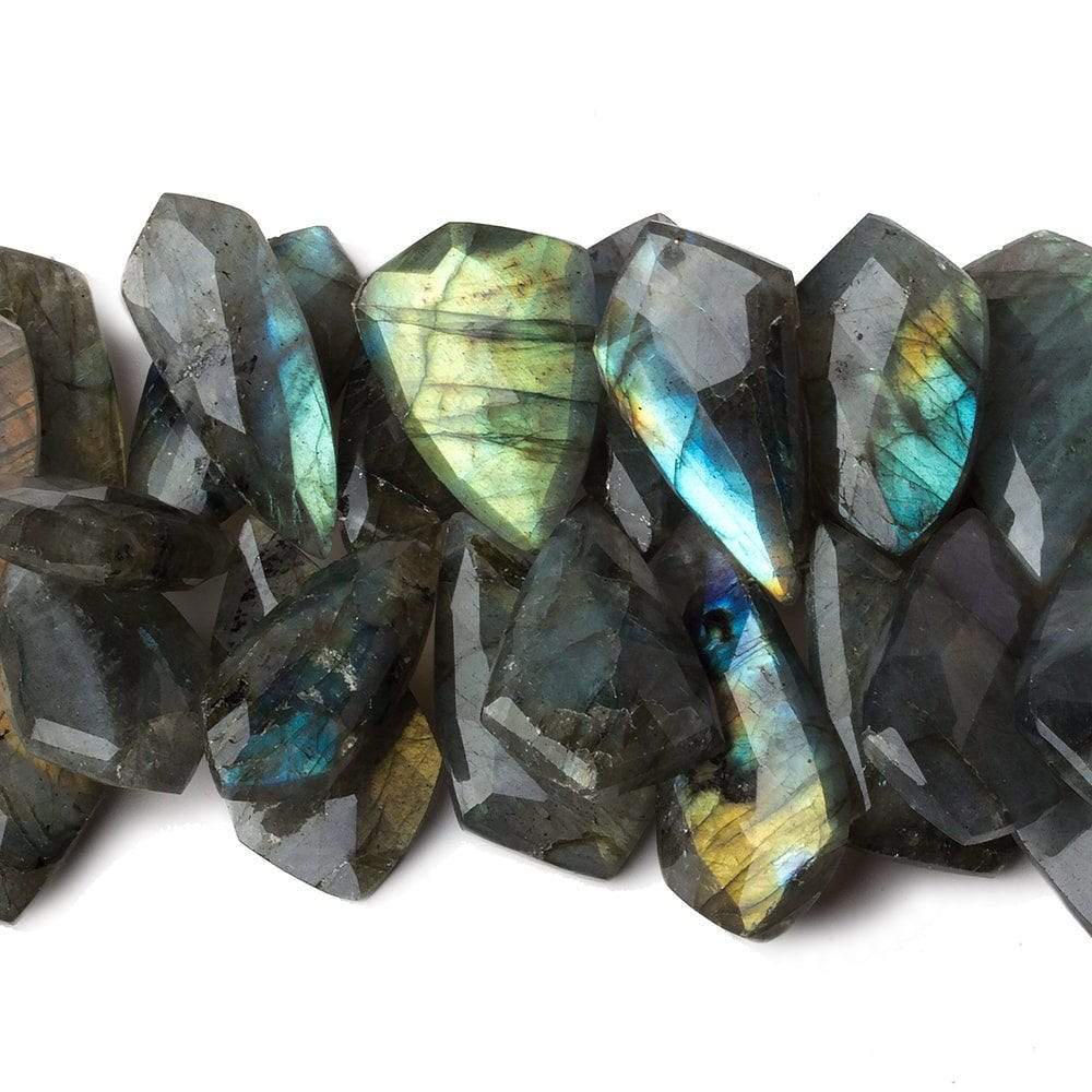 23x13-29x17mm Labradorite Faceted Shield Beads 8 inch 41 pieces AA - Beadsofcambay.com
