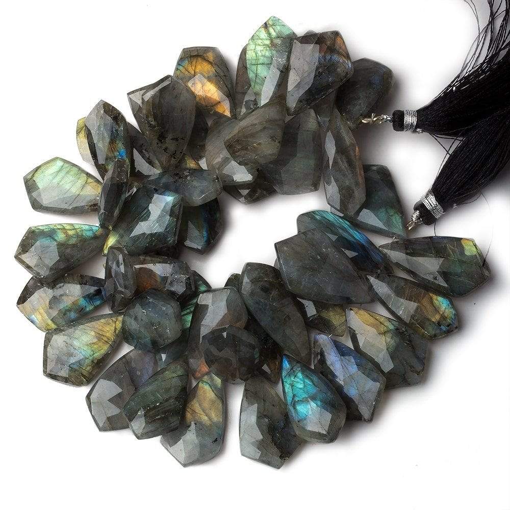 23x13-29x17mm Labradorite Faceted Shield Beads 8 inch 41 pieces AA - Beadsofcambay.com