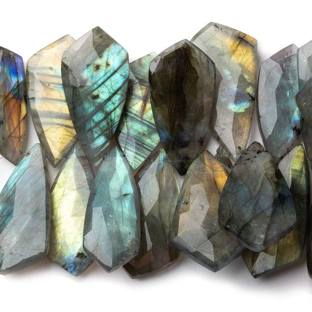 23x13-29x17mm Labradorite Faceted Shield Beads 8 inch 41 pieces AA - Beadsofcambay.com