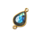 23x13mm Vermeil Bezel Labradorite Pear Cabochon Connector 1 piece - Beadsofcambay.com