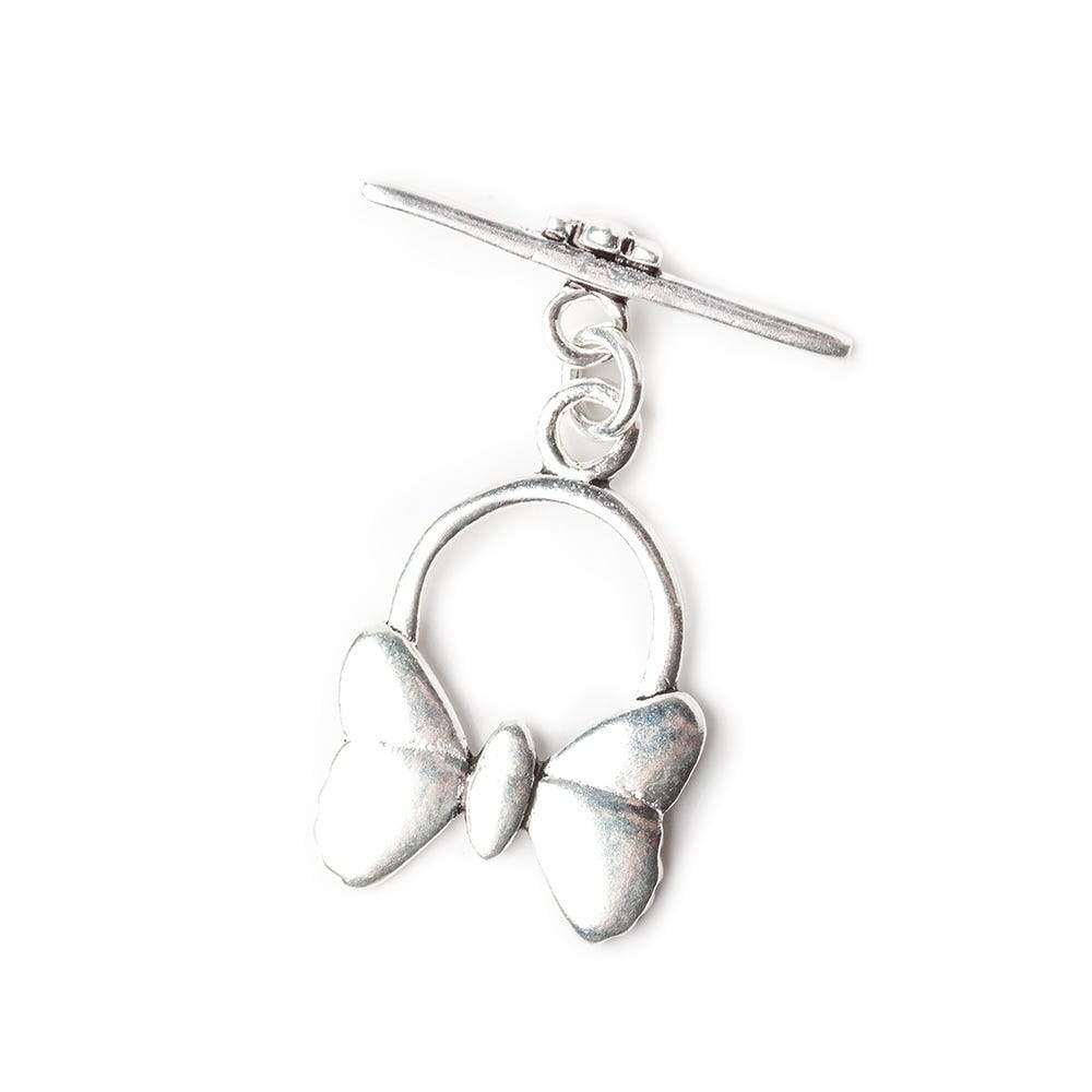 23x15mm Sterling Silver Toggle with Butterfly 1 Finding - Beadsofcambay.com