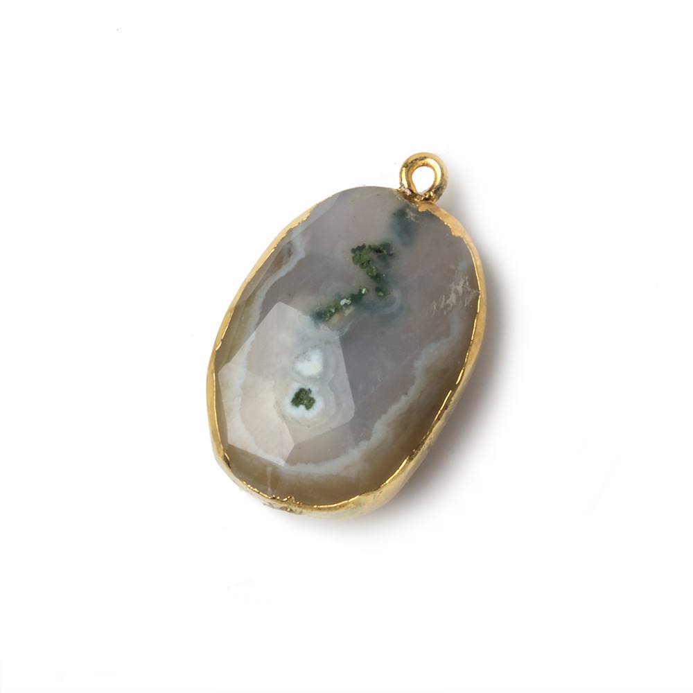 23x16mm 22kt Gold Leafed Natural Stalactite Solar Quartz Oval Pendant 1 piece - Beadsofcambay.com
