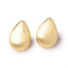23x16mm 22kt Gold Plated Copper Brushed Puffy Pear Set of 2 Beads - Beadsofcambay.com