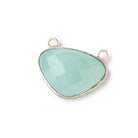 23x16mm Silver Bezel Seafoam Chalcedony Faceted Cleftless Heart Connector 1 piece - Beadsofcambay.com