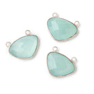 23x16mm Silver Bezel Seafoam Chalcedony Faceted Cleftless Heart Connector 1 piece - Beadsofcambay.com