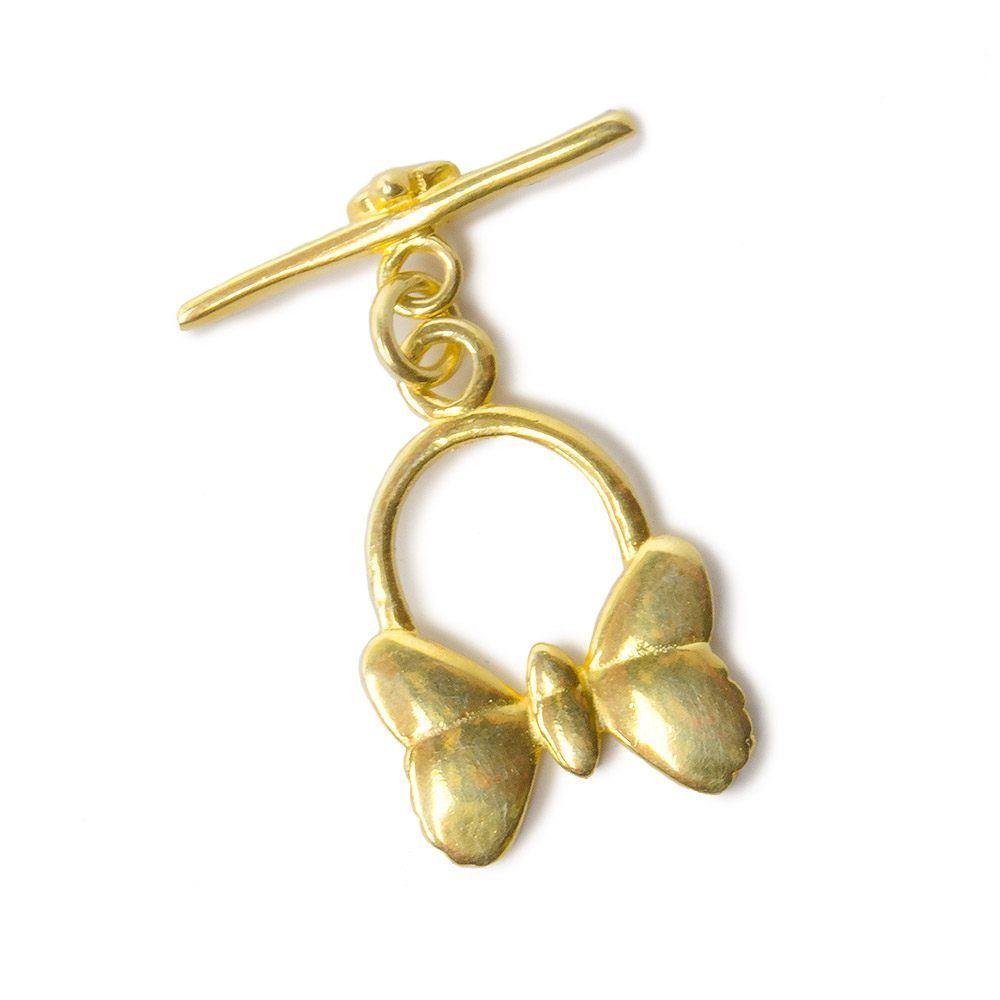 23x16mm Vermeil Butterfly Toggle 1 piece - Beadsofcambay.com
