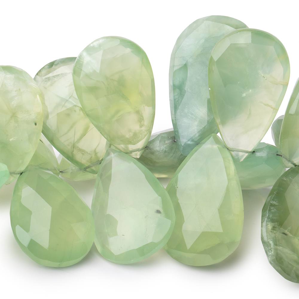 23x17-32x20mm Prehnite Faceted Pear Beads 7 inch 35 pieces - Beadsofcambay.com