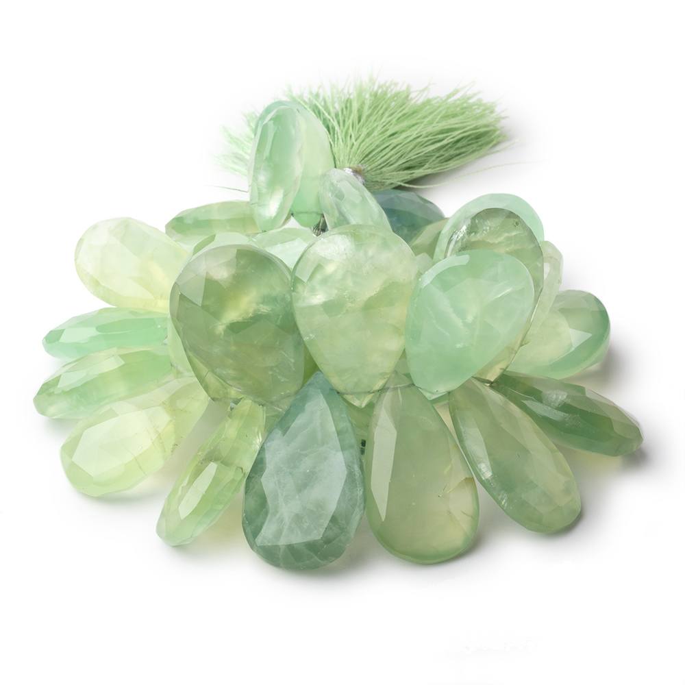 23x17-32x20mm Prehnite Faceted Pear Beads 7 inch 35 pieces - Beadsofcambay.com