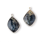 23x17mm .925 Silver Bezel Dendritic Opal Faceted Freeform Set of 2 Pendants - Beadsofcambay.com