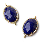 23x17mm Vermeil CZ Bezel Lapis Lazuli Oval Connector 1 piece - Beadsofcambay.com