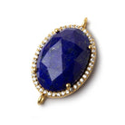 23x17mm Vermeil CZ Bezel Lapis Lazuli Oval Connector 1 piece - Beadsofcambay.com