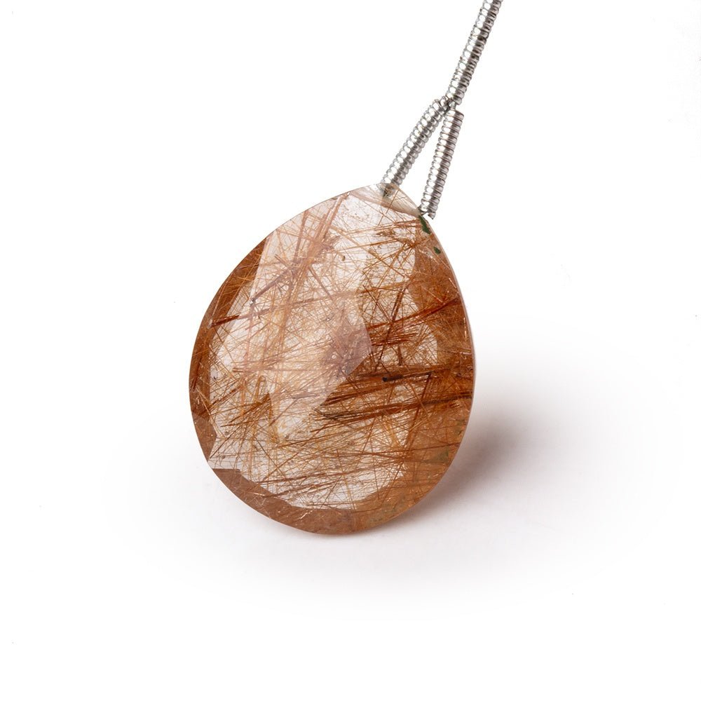 23x19mm Rutilated Quartz Faceted Pear Focal Bead 1 piece - Beadsofcambay.com