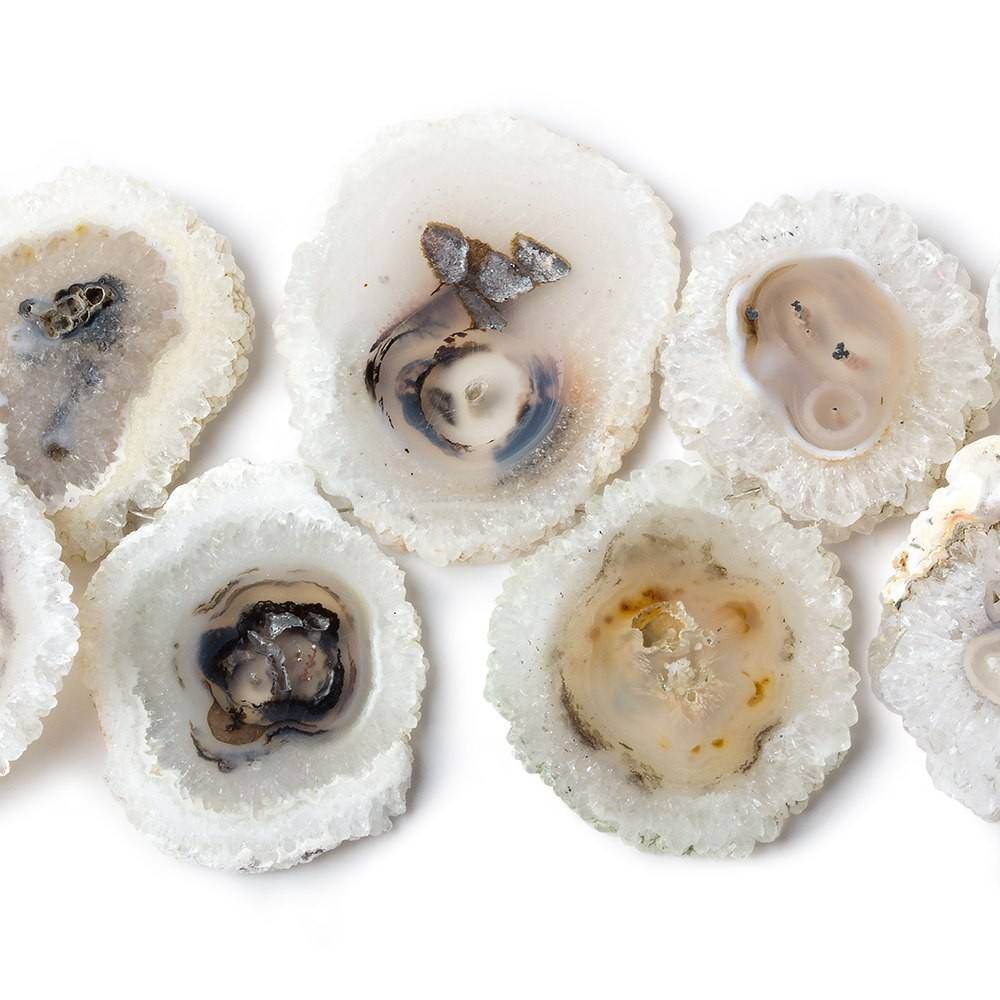 23x20-37x30mm Solar Quartz top drilled Natural Crystal Slices with Drusy Edge 8 inch 16 pieces - Beadsofcambay.com