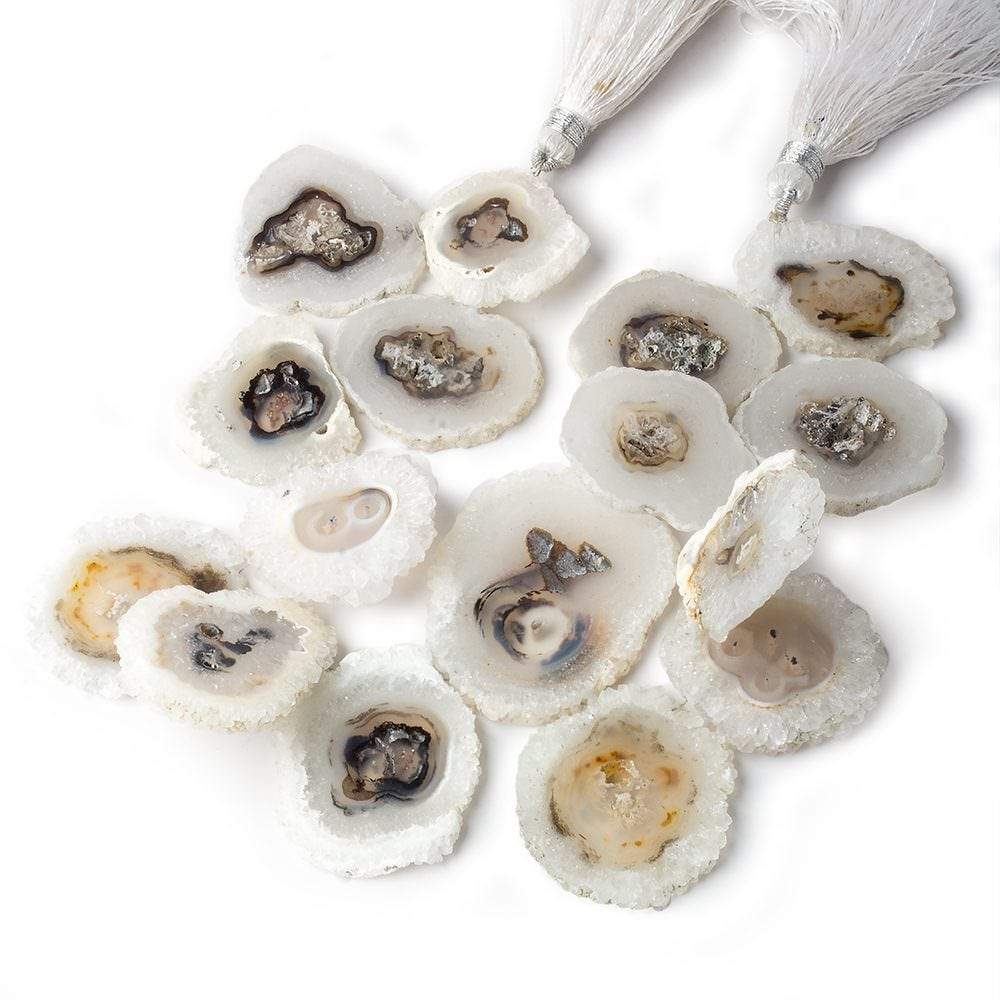 23x20-37x30mm Solar Quartz top drilled Natural Crystal Slices with Drusy Edge 8 inch 16 pieces - Beadsofcambay.com