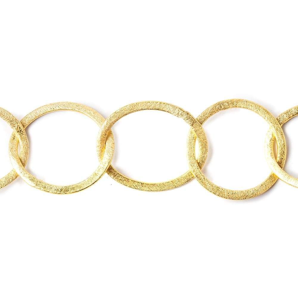 23x20mm & 22mm 22kt Gold plated Brushed Oval & Roval Link Chain by the foot - Beadsofcambay.com