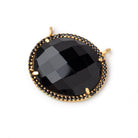 23x20mm Vermeil & Black CZ Bezel Black Chalcedony Oval Connector 1 Focal Bead - Beadsofcambay.com