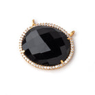 23x20mm Vermeil CZ Bezel Black Chalcedony Oval Connector 1 Focal Bead - Beadsofcambay.com