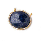 23x20mm Vermeil CZ Bezel Lapis Lazuli Oval Connector 1 Focal Bead - Beadsofcambay.com