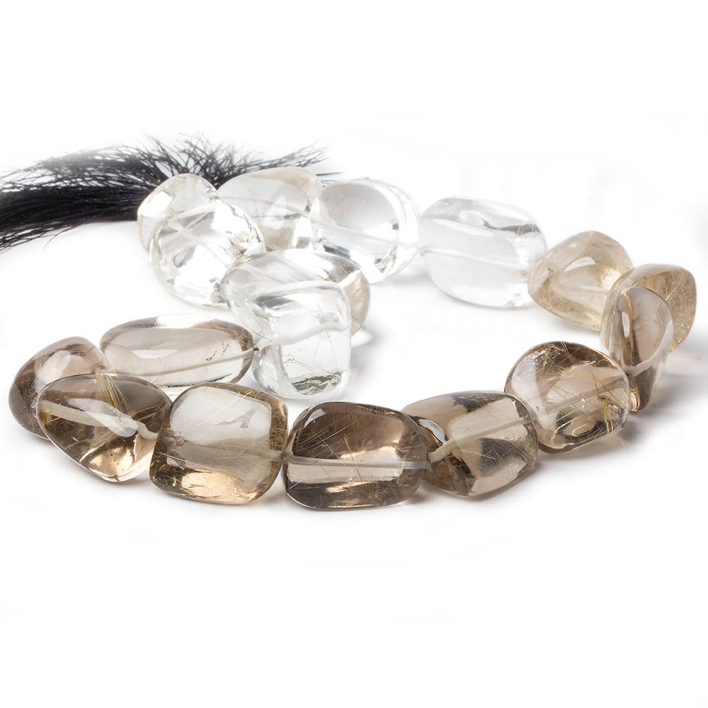 23x21-30x18mm Rutilated Quartz plain nugget beads 14 inch 20 pieces AA - Beadsofcambay.com