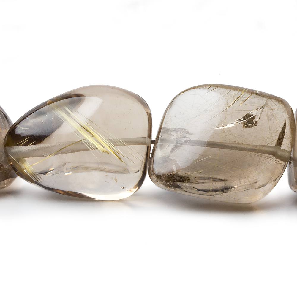 23x21-30x18mm Rutilated Quartz plain nugget beads 14 inch 20 pieces AA - Beadsofcambay.com