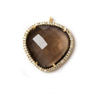23x23mm Gold Bezeled White CZ & Smoky Quartz faceted heart Pendant 1 pc - Beadsofcambay.com