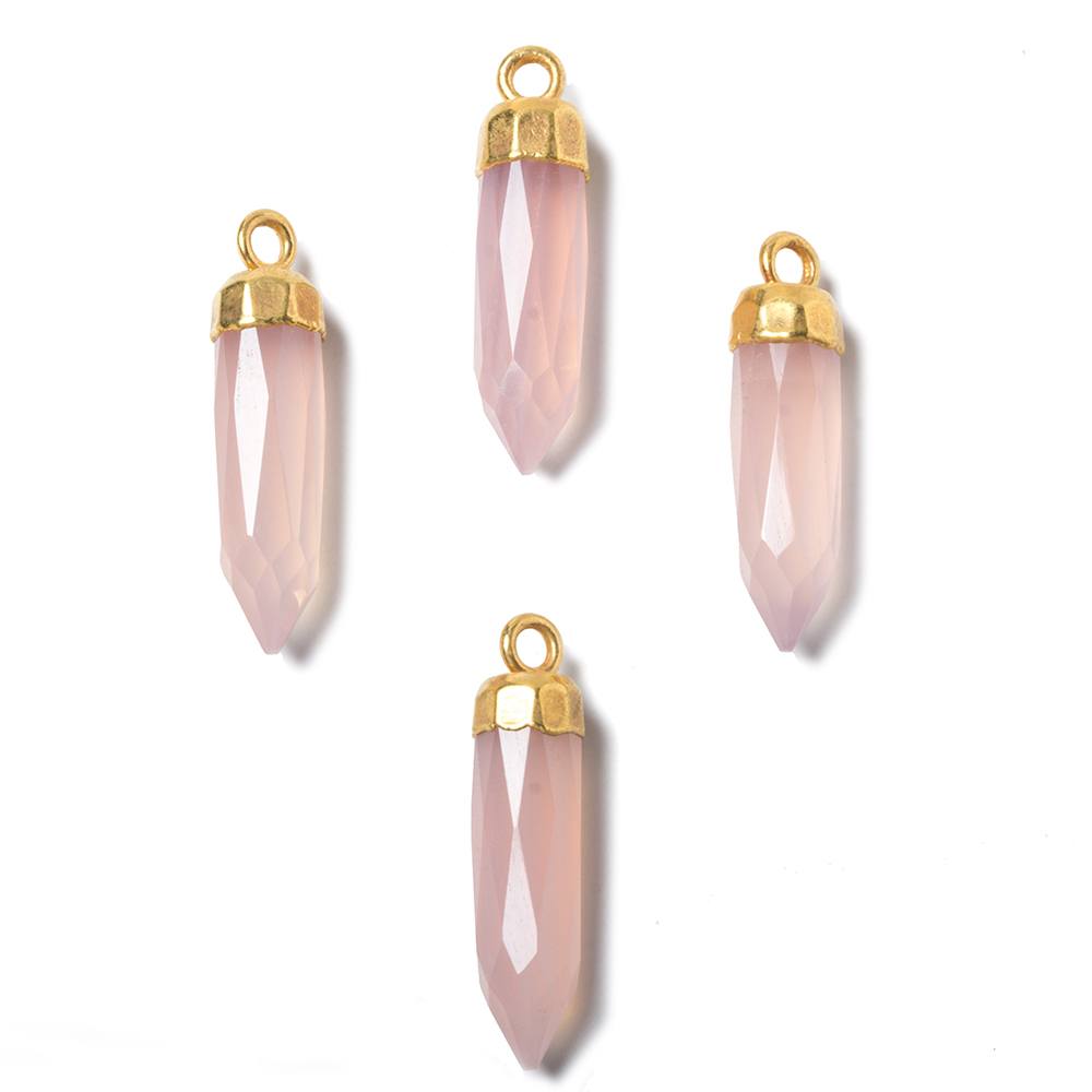 23x6mm Gold Leafed Rose Chalcedony Spike Pendants 1 piece - Beadsofcambay.com