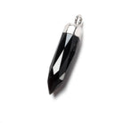 23x6mm Silver Leafed Black Chalcedony Spike Pendants 1 piece - Beadsofcambay.com
