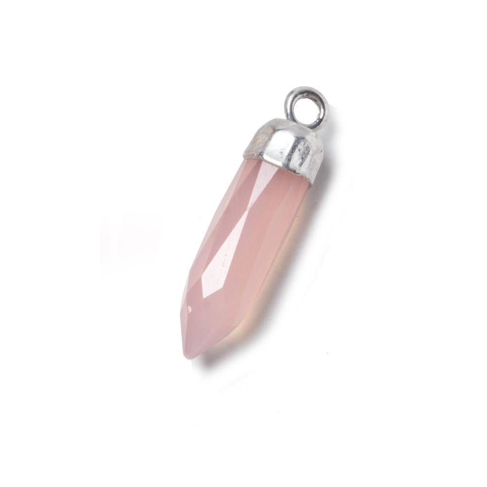 23x6mm Silver Leafed Rose Chalcedony Spike Pendants 1 piece - Beadsofcambay.com