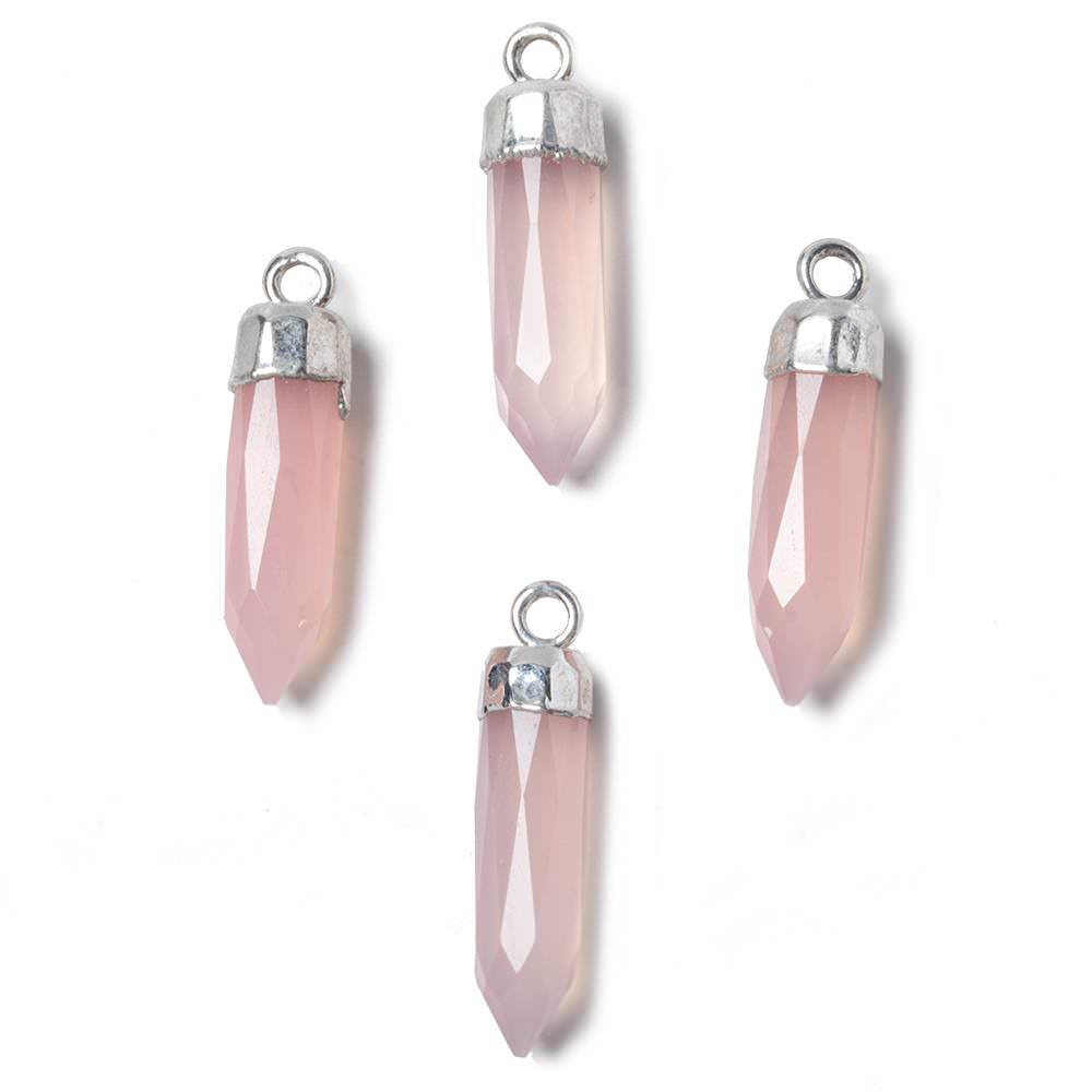 23x6mm Silver Leafed Rose Chalcedony Spike Pendants 1 piece - Beadsofcambay.com
