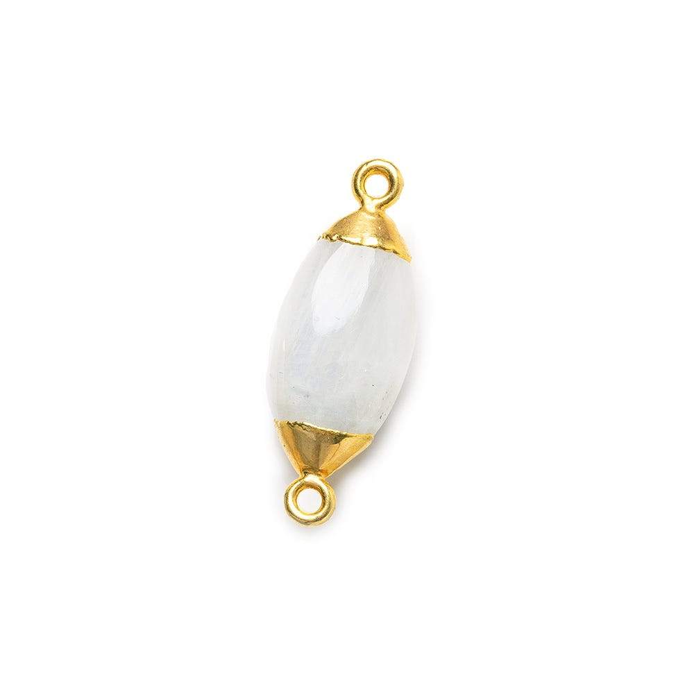 23x9mm Gold Leafed Rainbow Moonstone Oval Connector 1 piece - Beadsofcambay.com
