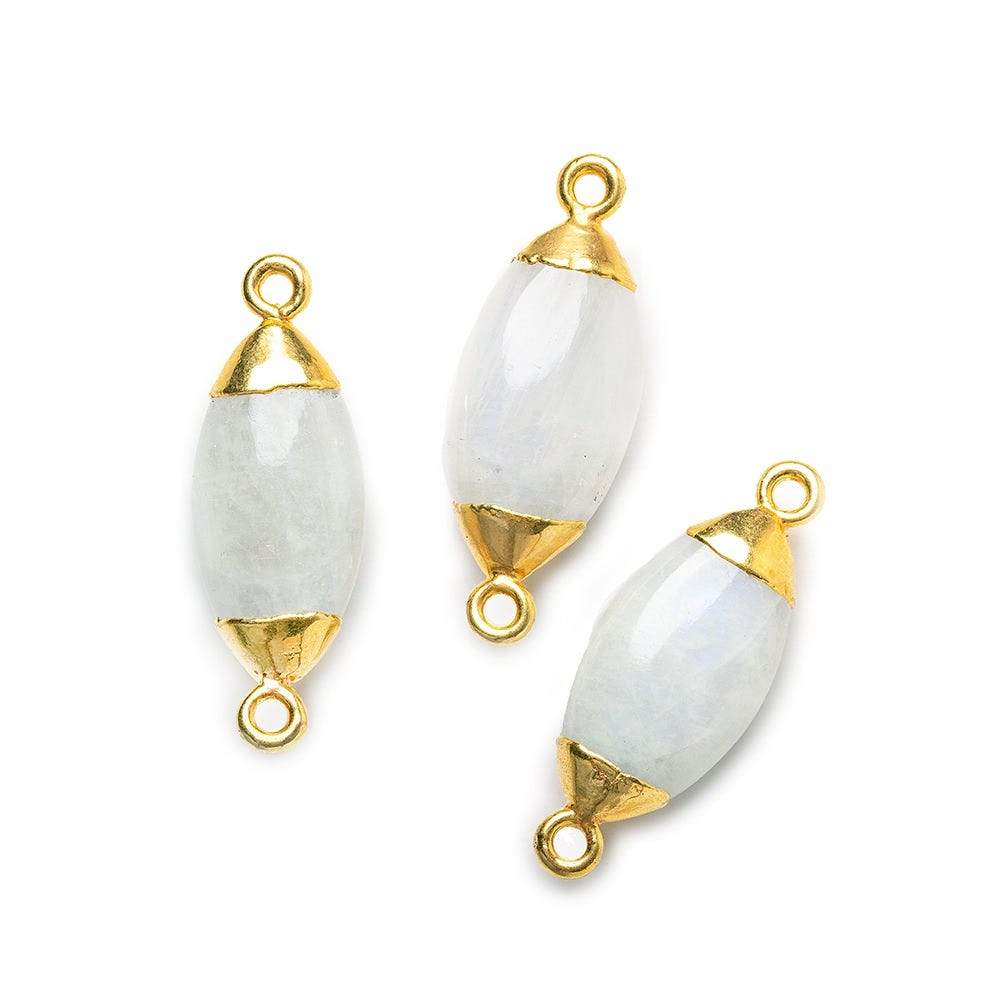 23x9mm Gold Leafed Rainbow Moonstone Oval Connector 1 piece - Beadsofcambay.com